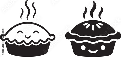 Cute Pie Icons Set – Hot Dessert Silhouette Vectors