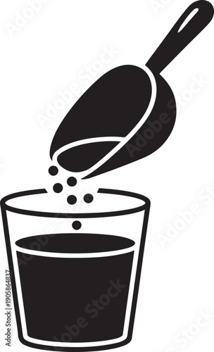 Sugar Scoop and Glass Icon – Minimal Sweetener Symbol for Kitchen and Beverage Design