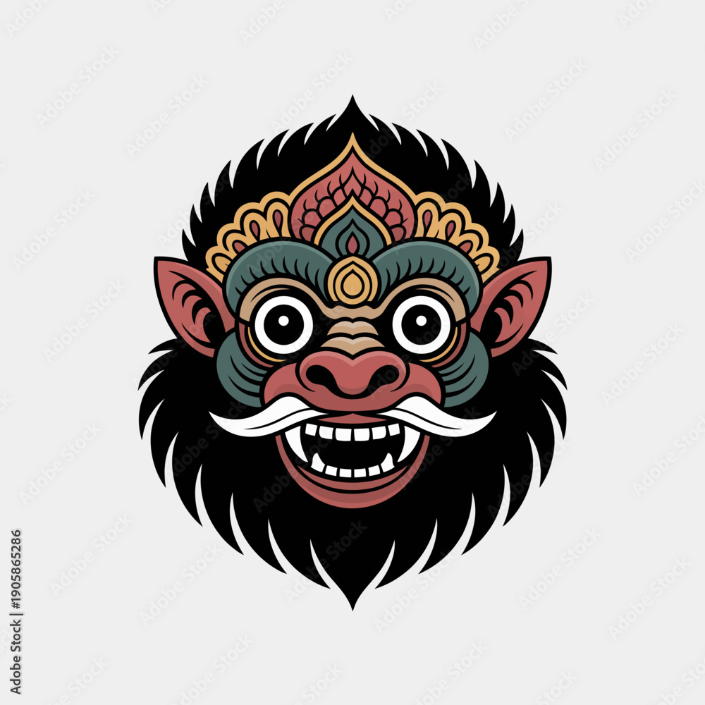 Fototapeta premium Balinese Barong Mask Illustration