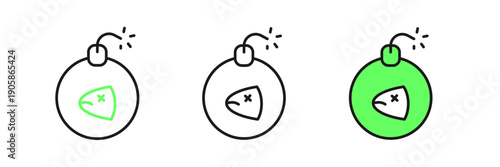Set line Bomb ready to explode icon isolated on white background. Vector