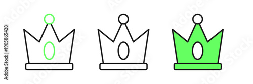 Set line King crown icon isolated on white background. Vector