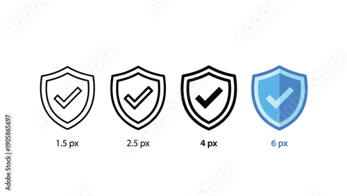 Free Download Shield Icons with Checkmarks in Various Line Thicknesses - GFXLoad
