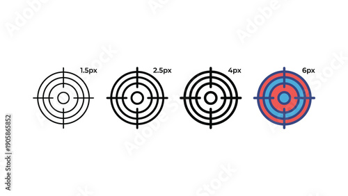 Target Practice Bullseye Aiming Marks with Various Line Thicknesses