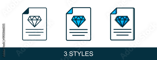 Filled outline Certificate of the diamond icon isolated on white background. Vector