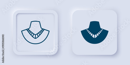 Filled and outline Necklace on mannequin icon isolated on grey background. Square button. Vector