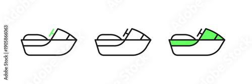 Set line Jet ski icon isolated on white background. Water scooter. Extreme sport. Vector