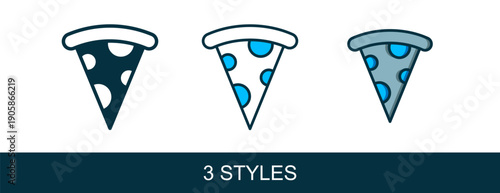 Filled outline Slice of pizza icon isolated on white background. Fast food menu. Vector