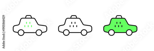 Set line Taxi car icon isolated on white background. Vector