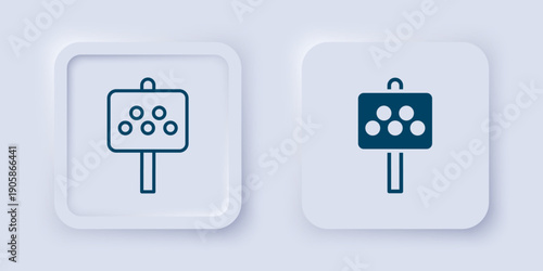 Filled and outline Road sign for a taxi stand icon isolated on grey background. Square button. Vector