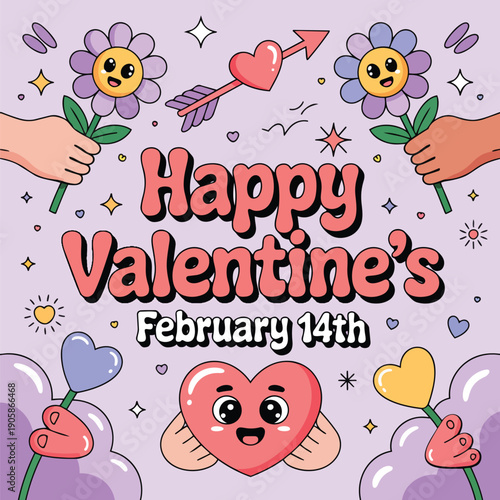 Flat vector illustratior of a Valentine’s Day poster 5
