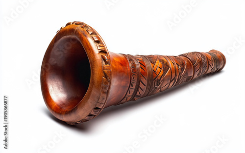 Traditional Maori Conch Shell Trumpet Used in Ceremonies Isolated On White Background.