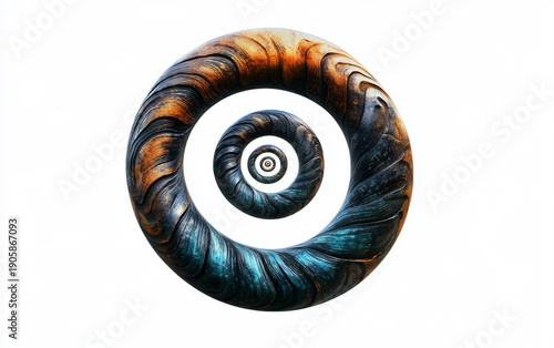 Handcrafted Maori Koru Spiral Representing New Beginnings Isolated On White Background.