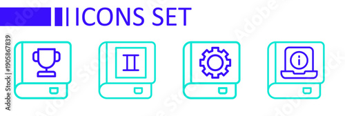 Set line User manual, Book and icon. Vector