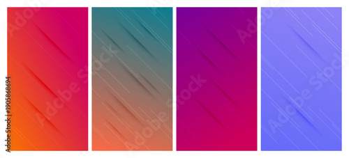 Set of abstract gradient backgrounds with lines