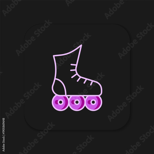 Filled outline Roller skate icon isolated on black background. Flat filled outline style with shadow. Vector