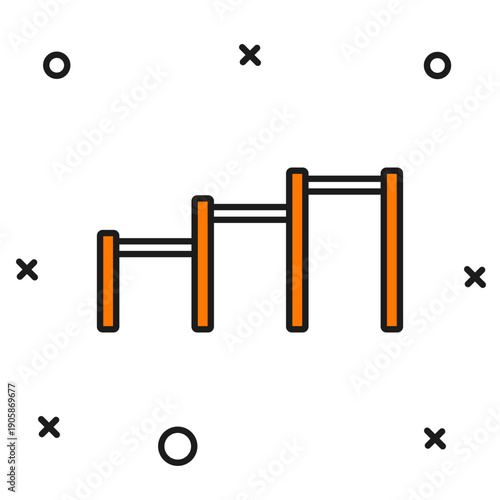 Filled outline Sport horizontal bar icon isolated on white background. Flat filled outline style with shadow. Vector