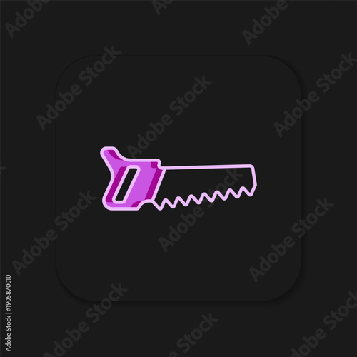 Filled outline Hand saw icon isolated on black background. Flat filled outline style with shadow. Vector
