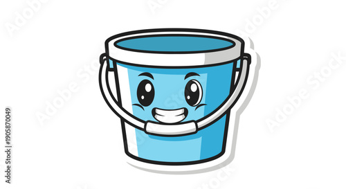 happy blue cartoon bucket