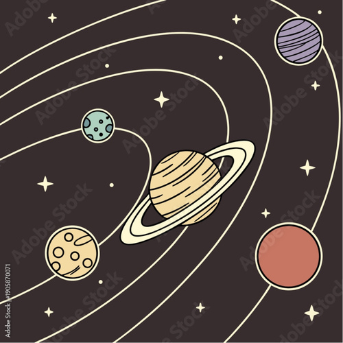 “Our Planet System – Space and Planetary Orbits Vector”