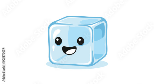 Happy ice cube cartoon character