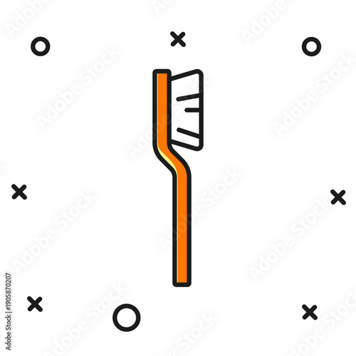 Filled outline Toothbrush icon isolated on white background. Flat filled outline style with shadow. Vector