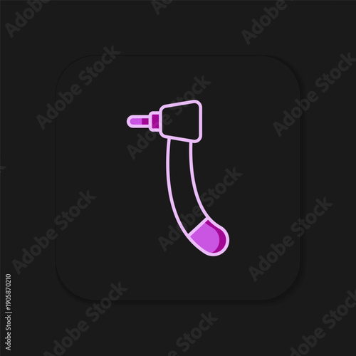 Filled outline Tooth drill icon isolated on black background. Dental handpiece for drilling and grinding tools. Flat filled outline style with shadow. Vector