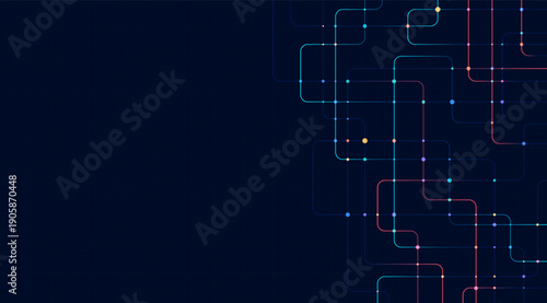 Circuit connect lines and dots. Network technology and Connection concept. Decentralized network nodes connections