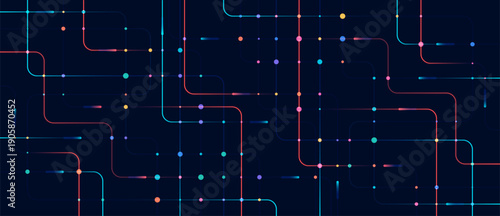 Circuit connect lines and dots. Network technology and Connection concept. Decentralized network nodes connections
