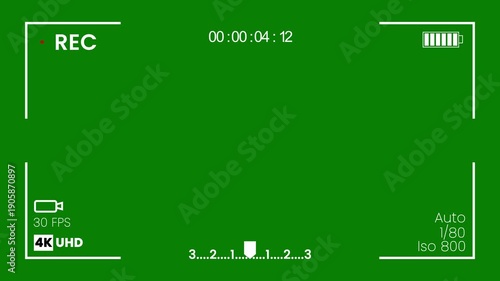 Wallpaper Mural Camera viewfinder, camera streaming recorder, footage. Dslr camera frame viewfinder, Video camera recorder screen overlay, rec text camera recording icon blink animation on green screen in 4K Torontodigital.ca
