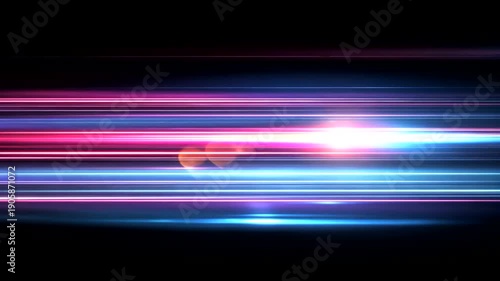 Blurry streaks of pink and blue light against a dark background, creating a futuristic glow