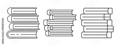 Stacks of outline books for education, learning, and library