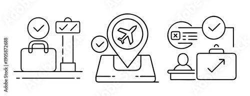Airport travel logistics, flight check-in and journey status