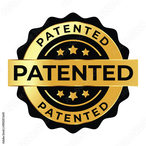 Gold Patented Seal Icon – Official Patent Protection Approval Badge