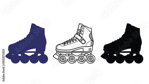 Inline skate icons in different styles and colors for various uses