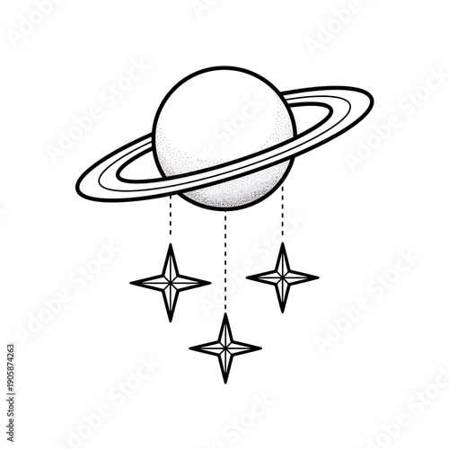 Saturn planet with ring and stars mobile vector graphic