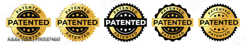 Gold and Black Patented Badge Set – Premium Patent Approval Seal Collection