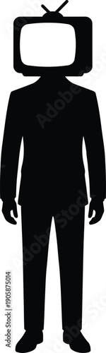 TV Head Person Silhouette Vector