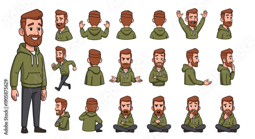 Animated Character Expressions: A Comprehensive Set of Vector Poses for Diverse Emotional Scenarios, Ideal for Storytelling, Explainer Videos, and Interactive Designs