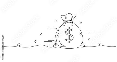 Simple line drawing of money bag with dollar symbol. None editable stroke