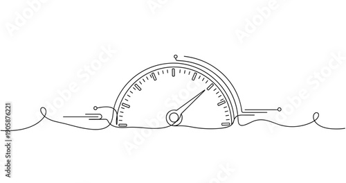 Minimalist speedometer illustration with abstract lines. None editable stroke