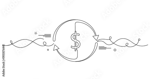 Circular economy concept with dollar symbol and arrows illustrating money flow. None editable stroke