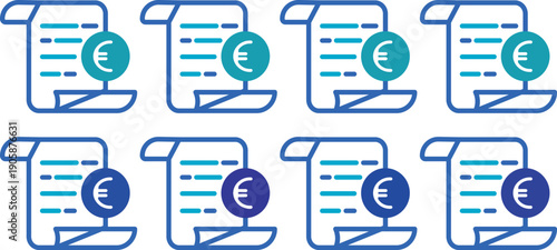 Invoice and receipt icon collection. Invoice receipt icon set. Billing statement symbols. Modern payment proof icons for business accounting. Bill, invoice, and payment symbols.
