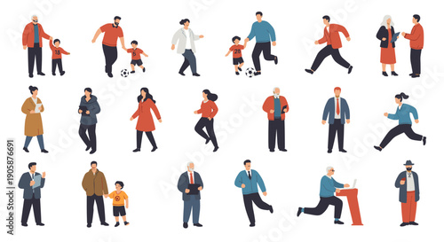 Diverse Group of People Engaged in Various Activities: A Vibrant Vector Illustration for Modern Life, Workplace, and Community Designs (Perfect for Websites, Apps, and Presentations)