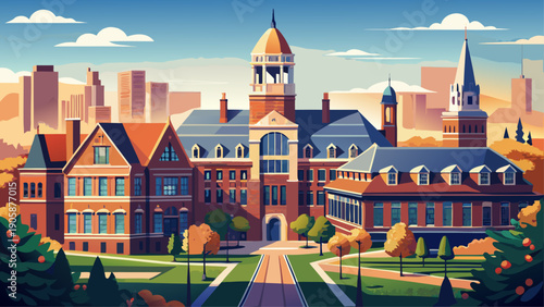 Very beautiful perspective of University of Pennsylvania campus buildings, highlighting refined architectural details and the balance between historic character and modern academic life.