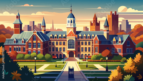 Very beautiful perspective of University of Pennsylvania campus buildings, highlighting refined architectural details and the balance between historic character and modern academic life.