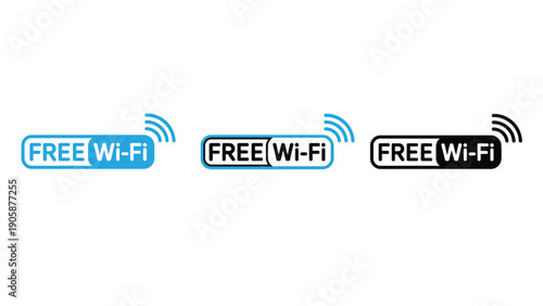 Free Wi-Fi signs in different colors and styles on white background