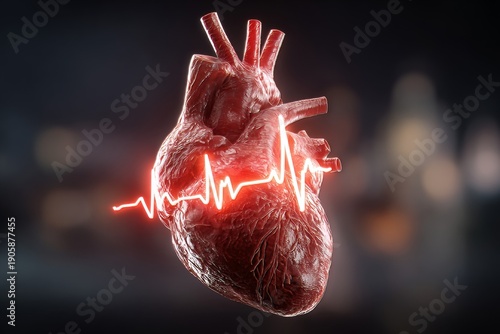 Human heart with glowing ECG line symbolizing cardiovascular health