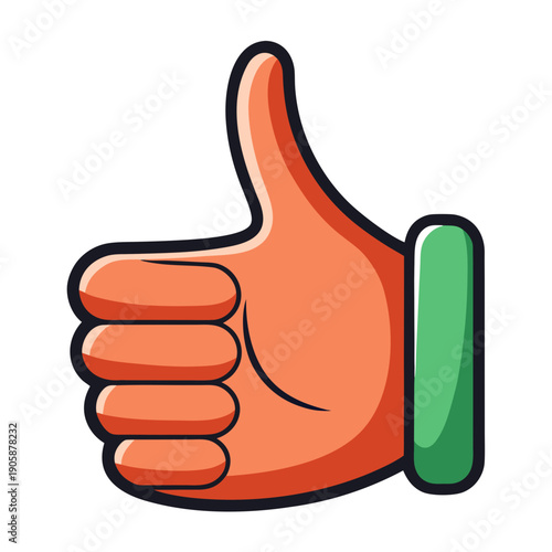 Vibrant thumbs up hand gesture with green sleeve