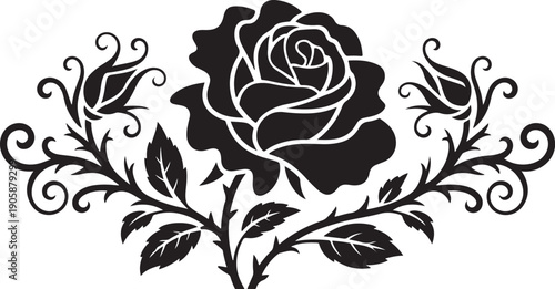 Bold Rose Silhouette SVG – Minimal Floral Flower Vector Design