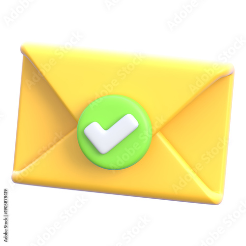 Email message concept sent with checkmark 3D icon